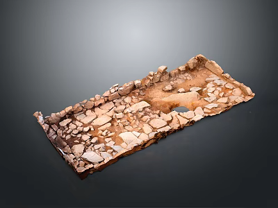 Rustic Wooden And Stone Decorative Tray With Natural Texture 3d model
