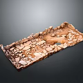 Rustic Wooden And Stone Decorative Tray With Natural Texture 3d model