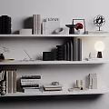 Stylish Bookshelf Display With Decorative Inflatable Models And Accessories 3d model