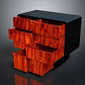 Modern Chest of Drawers with Black Frame and Red Wooden Multiple Open Drawers