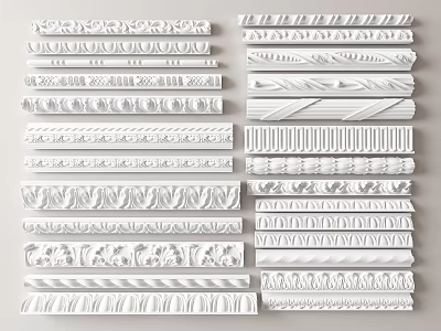 Ornate Carved Decorative Molding With Various Intricate Patterns For Home Decoration 3d model