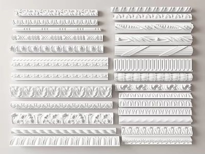 Ornate Carved Decorative Molding With Various Intricate Patterns For Home Decoration 3d model