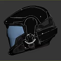 Futuristic Sci Fi Helmet With Metallic Finish And Blue Visor Design 3d model
