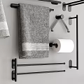 Bathroom Accessories Set With Towels Toiletries Bottles Shelves Mirror Hooks And Towel Bars