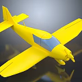 Yellow Passenger Plane Model With Single Engine Wings Tail And Dark Background Reflection 3d model
