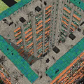 Dense Urban High Rise Building With Numerous Windows And External Structures
