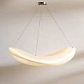 Modern Curved Pendant Light with Soft Glowing White Shade and Sleek Suspended Cable Design
