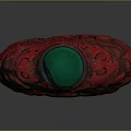 Red Snuff Bottle With Green Lid And Intricate Carved Patterns For Daily Use