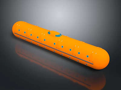 Orange Streamlined Underwater Submarine With Small Blue Windows And Smooth Surface 3d model
