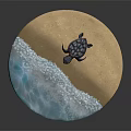 Baby Sea Turtle Hatchling On Sandy Beach Near Blue Ocean Waves