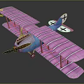 Pink Biplane Model With Blue Body Orange Propeller And X Mark For Space Education