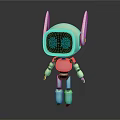 Cute Blue Mechanical Robot Character With 3D Model Design And Features