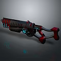 Futuristic Sci Fi Weapon With Black Red And Blue Glowing Mechanical Design