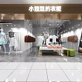 Elegant Modern Women's Clothing Store Interior With Mannequins Garment Racks And Display Tables