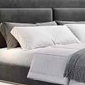 Stylish Double Bed Designs With Upholstered Headboards White Comforters And Gray Throw Blankets 3d model