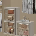 Clear Door Storage Cabinets For Organizing Handbags In Closet With Decorative Figurine And Aromatherapy Sticks