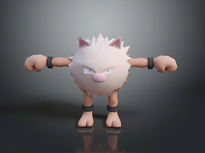 Spiky Pink Pig Nosed Game Movie Character With Black Wristbands And Ankle Cuffs 3d model