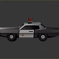 Cartoon Style Police Car With Red And White Siren Lights On Roof