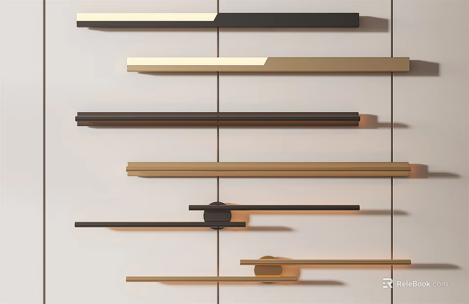 Minimalist Modern Wall Sconces With Gold Black Linear Sleek Design And Various Styles 3d model 