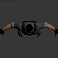 Tactical Human Character In Gray Combat Outfit With Vest Knee Pads And Gloves Standing Pose