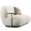 Light Colored Modern Sofas With Soft Cushions And Round Side Tables 3d model