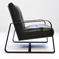 Modern Black Leather Single Seater Sofa with Sturdy Metal Frame and Comfortable Design