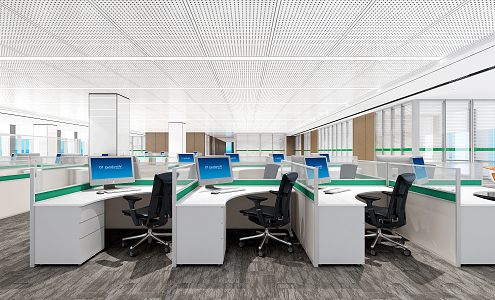 Modern public office area Staff large office area 3d model