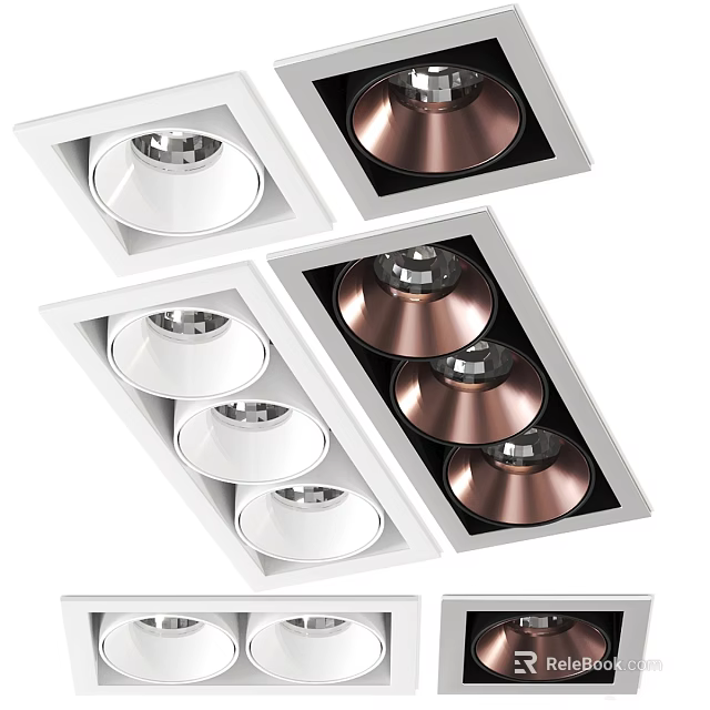 Modern Recessed Spotlights With White And Copper Trim For Home Interior Lighting 3d model 