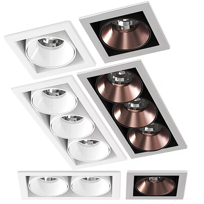 Modern Recessed Spotlights With White And Copper Trim For Home Interior Lighting 3d model
