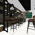 Cozy Milk Tea Shop Interior With Chalkboard Menu Brick Wall Counter And Hanging Lights