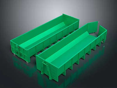 Two Automotive Parts Green Rectangular Open Top Storage Bins Heavy Duty Plastic Containers 3d model
