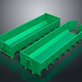 Two Automotive Parts Green Rectangular Open Top Storage Bins Heavy Duty Plastic Containers