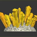 Yellow Crystal Cluster Decorative Ornament Set With White Base And Small Granular Details