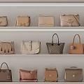 Stylish Handbags Collection Displayed On Shelves