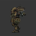 Detailed Mechanical Armored Game Movie Character With Brown Green Armor And Sci Fi Design
