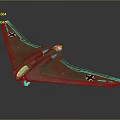Camouflage Painted Airplane Model With Cross Insignia And Unique Wing Design