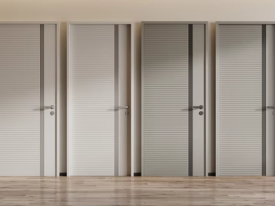 Four Modern Light Colored Hinged Doors With Panel Design For Interior Decor 3d model