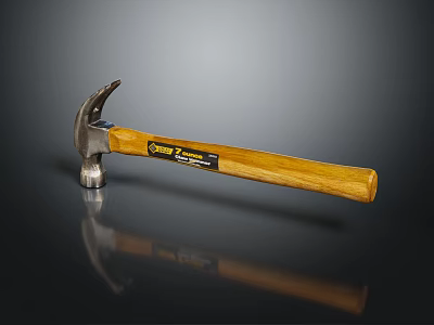 Premium Claw Hammer Hardware Tool With Wooden Handle Metal Head And Label 3d model