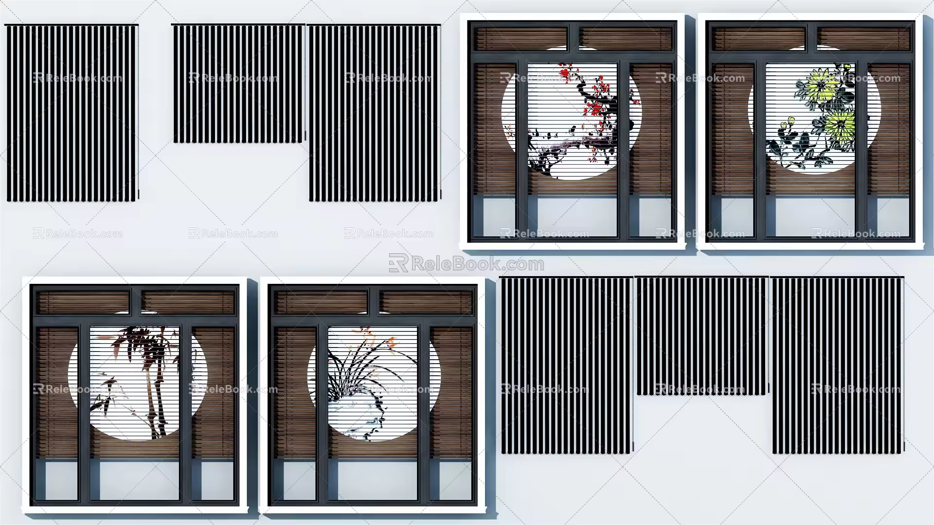 new chinese style window bamboo window 3d model