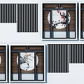 new chinese style window bamboo window 3d model