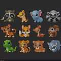 Cute Colorful Cartoon Animal Wall Decor Featuring Raccoon Fox Tiger And Squirrel Designs