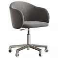 Beige Velvet Office Chair With Ergonomic Armrests Metal Star Base And Wheels