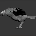 Realistic 3D Model of Eagle with Spread Gray Feathers on Black Background 3d model