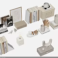 Modern Minimalist Decorative Ornament Set With Books Frames Candles And Geometric Figurines