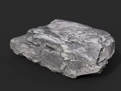 Natural Gray Rock With Rough Surface And Layered Texture In Outdoor Scene 3d model