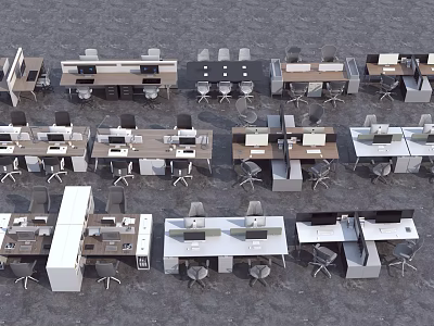 Modern Office Desks In Workspace Layout With Ergonomic Chairs And Storage Drawers 3d model