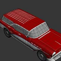 Classic Red and White Station Wagon with Chrome Accents and Vintage Wheels