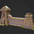 Ornate Fantasy Stone Structure Featuring Gold Accents And Blue Decorative Band