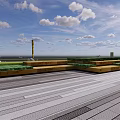 Modern Plaza Landscape With Geometric Paving Green Plants And Surrounding Buildings