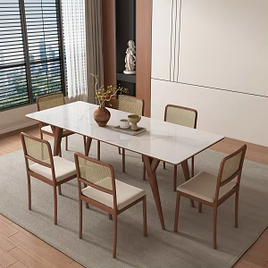 long dining table and chair 3d model